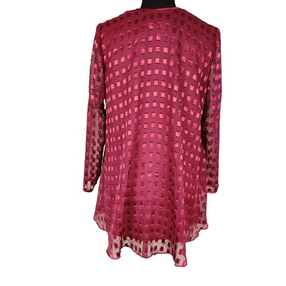 Vintage Jeffrey & Dara petite womens long sleeve button up sheer blouse red sz 4 - Picture 2 of 7